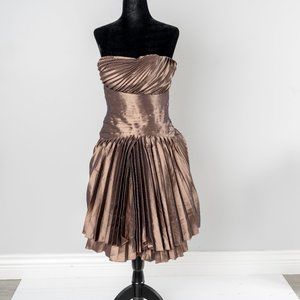 NWT HALSTON HERITAGE METALLIC PLEATED MINIDRESS -6